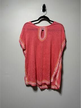 J. Jill Love Linen Embroidered Tunic Top Coral S Boho